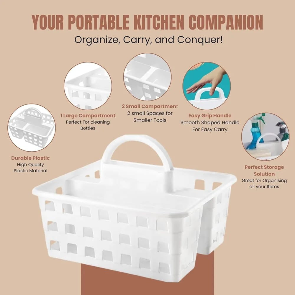 3 Compartments Shower Caddy Basket With Handle, Durable Bathroom Storage Organizer, Toiletries Storage Basket 3 Compartments Shower Caddy Basket With Handle, Durable Bathroom Storage Organizer, Toiletries Storage Basket